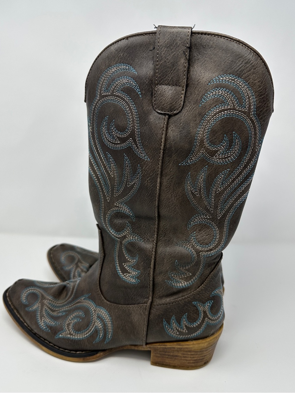 ROPER Womens Riley Embroidered Snip Toe Casual brown Boots Mid Calf size 6.5